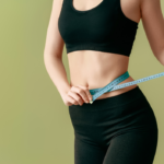 female with tape measure around waist