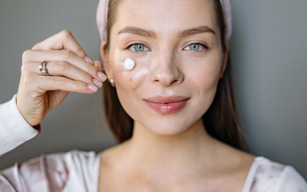 Close up woman skincare